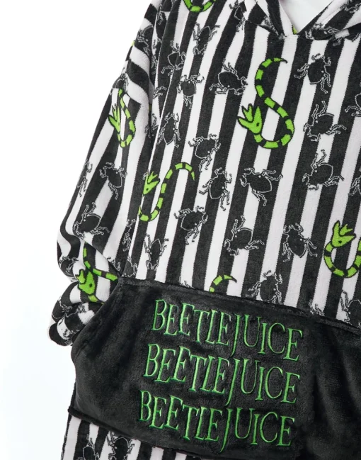 Beetlejuice Multicoloured Stripy Blanket Hoodie