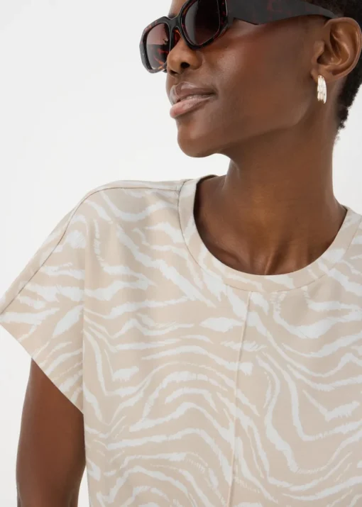 Beige Animal Print Ponte T-Shirt