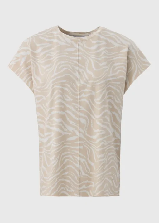 Beige Animal Print Ponte T-Shirt