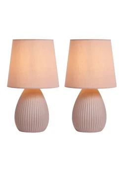 BHS Alder Teardrop Ceramic Table lamp TWIN PACK Pink (32cm x 18cm)