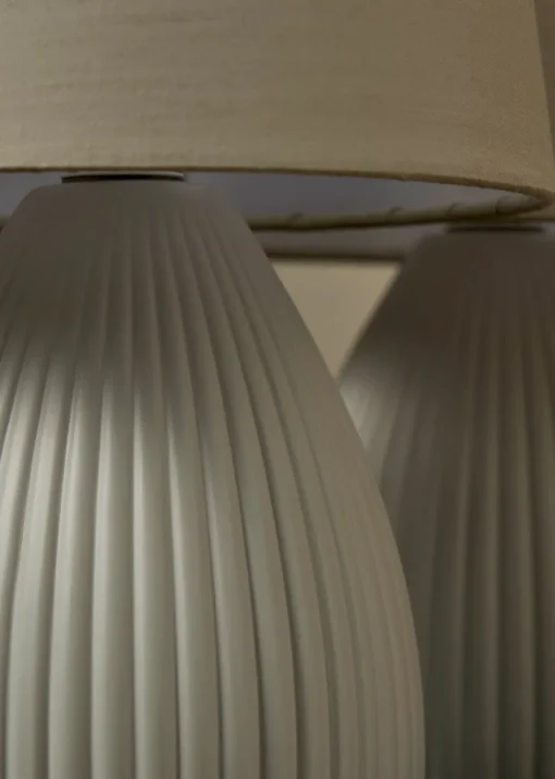 BHS Alder Teardrop Ceramic Table lamp TWIN PACK Grey (32cm x 18cm)