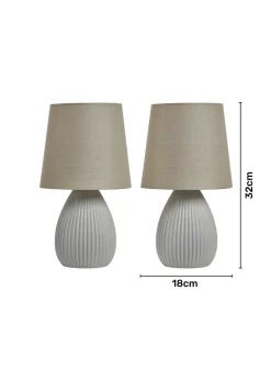 BHS Alder Teardrop Ceramic Table lamp TWIN PACK Grey (32cm x 18cm)