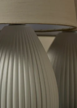BHS Alder Teardrop Ceramic Table lamp TWIN PACK Grey (32cm x 18cm)