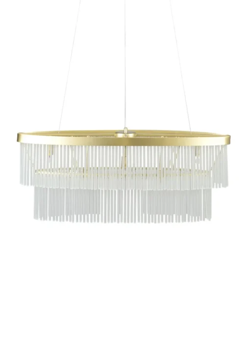 BHS Aubrey Frosted Oval Diner Pendant 5 Light Brass (Adjustable 43-130cm x 82cm)