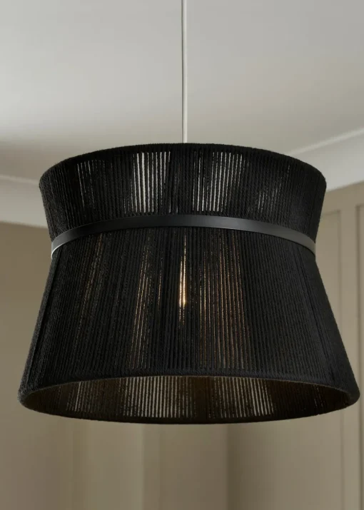 BHS Bahia String Bound Double Easyfit Black (24cm x 35cm)