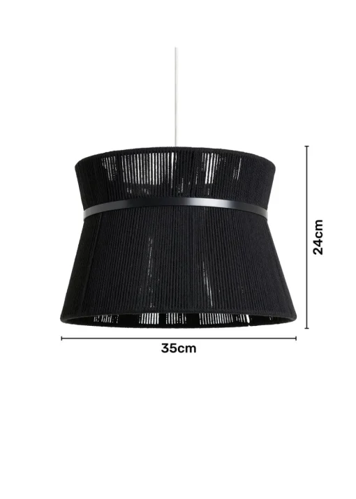 BHS Bahia String Bound Double Easyfit Black (24cm x 35cm)