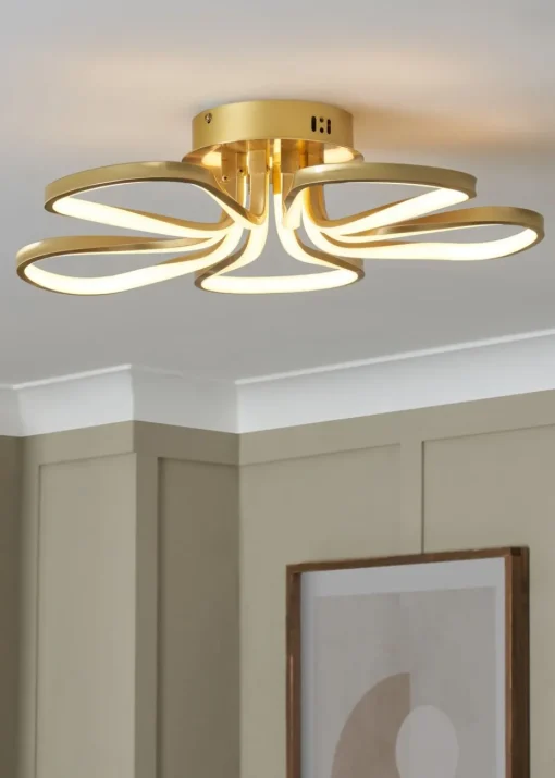 BHS Brass Alvar 5 Petals LED Flush Light