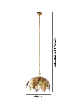 BHS Brookby Palm Ceiling Light Brass (Adjustable 34-129cm x 40cm)