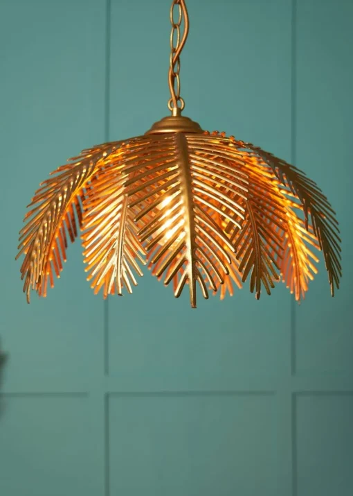 BHS Brookby Palm Ceiling Light Brass (Adjustable 34-129cm x 40cm)
