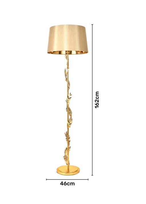 BHS Brookby Palm Floor Lamp Brass (162cm x 46cm)