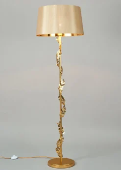 BHS Brookby Palm Floor Lamp Brass (162cm x 46cm)
