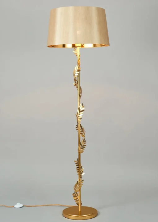 BHS Brookby Palm Floor Lamp Brass (162cm x 46cm)