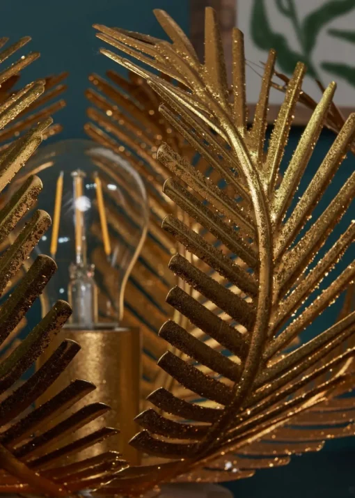 BHS Brookby Palm Table Lamp Brass (25cm x 30cm)