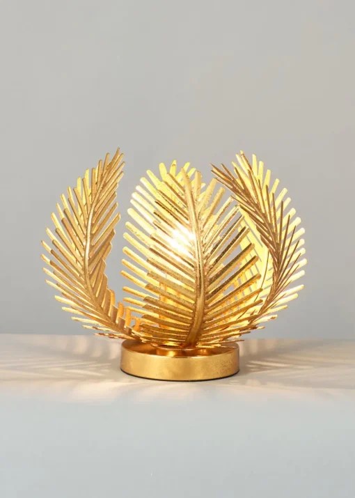 BHS Brookby Palm Table Lamp Brass (25cm x 30cm)