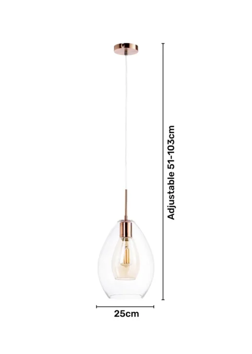 BHS Carmella Pendant Copper (Adjustable 51-103cm x 25cm)