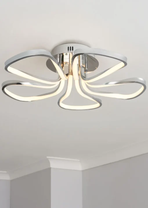 BHS Chrome Alvar 5 Petals LED Flush Light