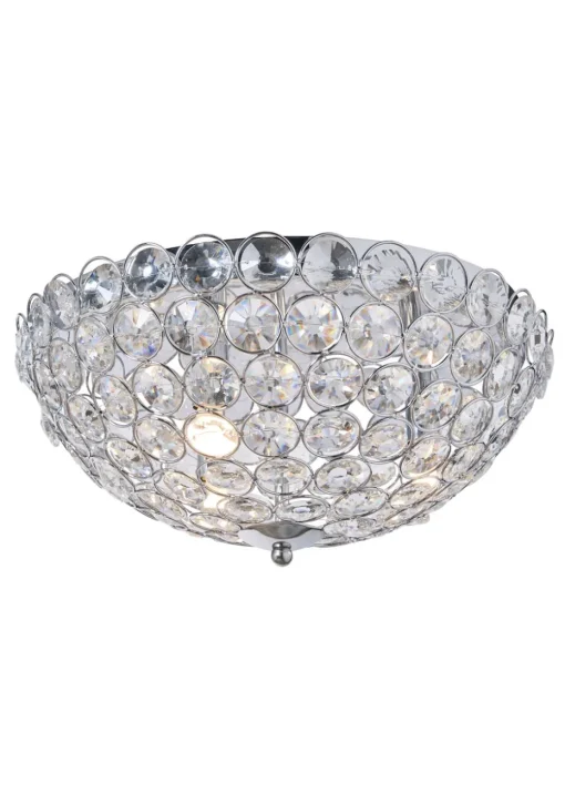 BHS Chrome Ava Flush Ceiling Light (16cm x 35cm)