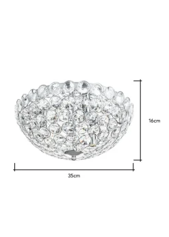 BHS Chrome Ava Flush Ceiling Light (16cm x 35cm)
