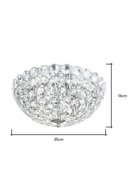 BHS Chrome Ava Flush Ceiling Light (16cm x 35cm)