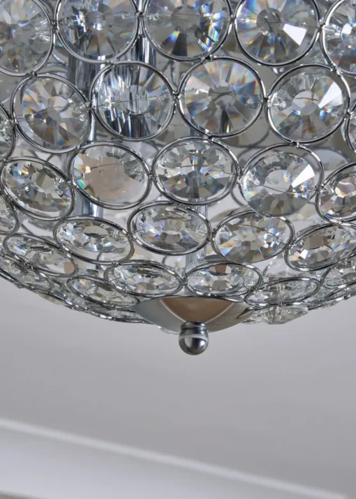 BHS Chrome Ava Flush Ceiling Light (16cm x 35cm)