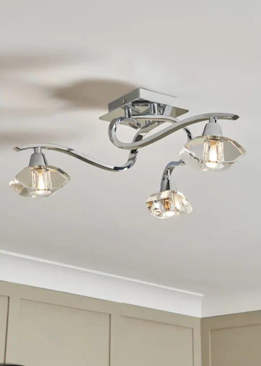 BHS Chrome Bella Flush Ceiling 3 Light (15cm x 45cm)