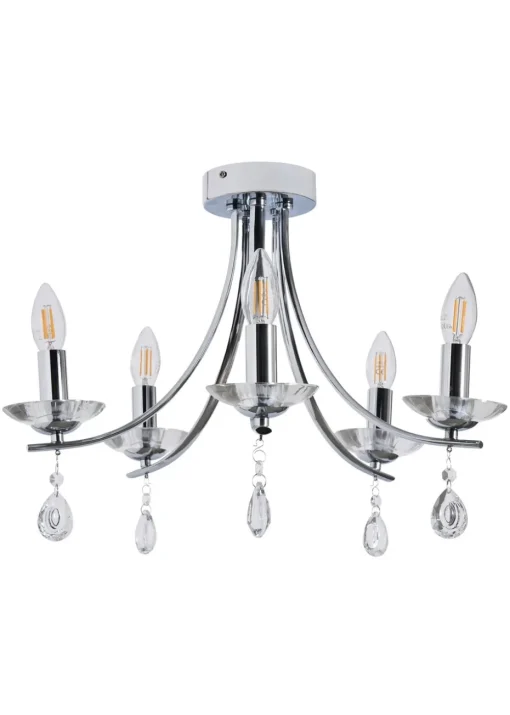 BHS Chrome Bugsy Flush Ceiling 5 Light (36cm x 55cm)