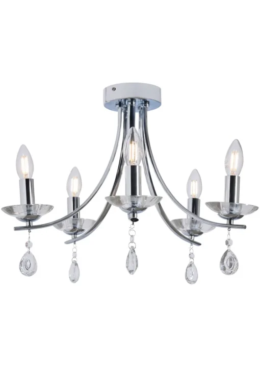 BHS Chrome Bugsy Flush Ceiling 5 Light (36cm x 55cm)