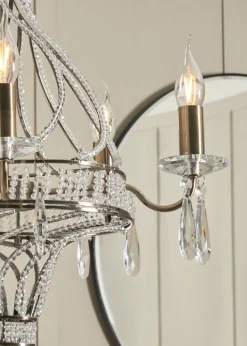 BHS Chrome Evelyn Chandelier Brass (80-135cm x 48cm)