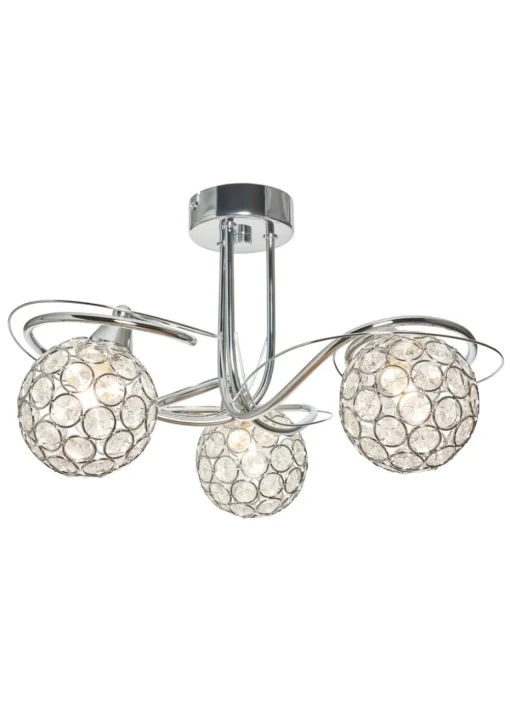 BHS Chrome Orianna Flush 3 Light (22cm x 43cm)