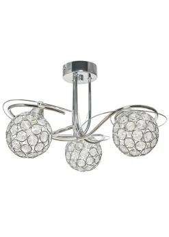 BHS Chrome Orianna Flush 3 Light (22cm x 43cm)