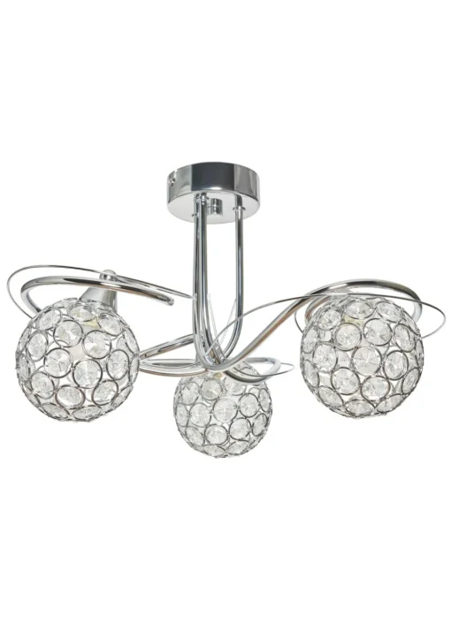 BHS Chrome Orianna Flush 3 Light (22cm x 43cm)