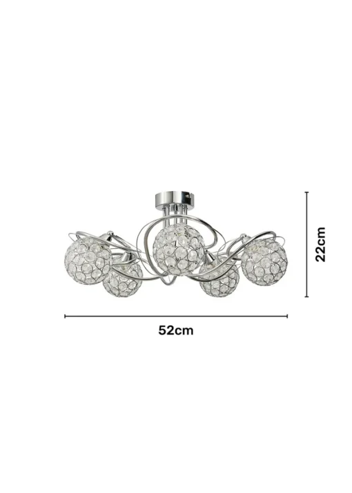 BHS Chrome Orianna Flush 5 light (22cm x 52cm)