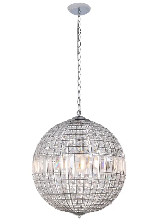 BHS Chrome Ursula Large Crystal Ball Pendant (50-160cm x 44cm)