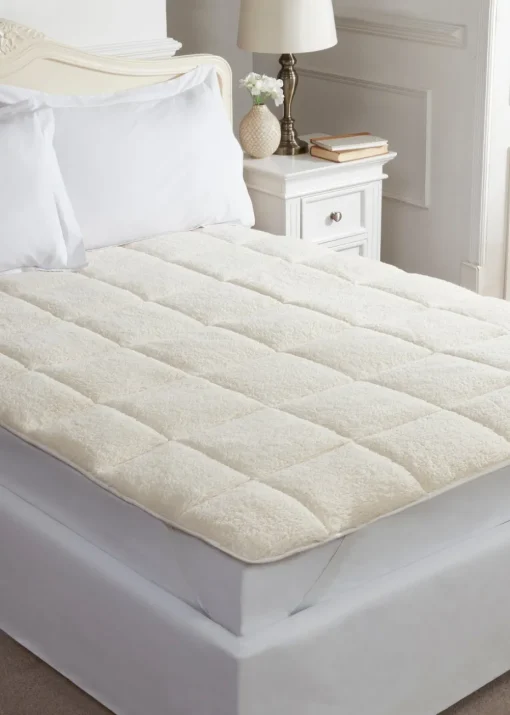 BHS Cream Teddy Fleece Mattress Protector