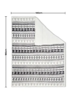 BHS Grey Fair Isle Throw with Faux-Shearling Back