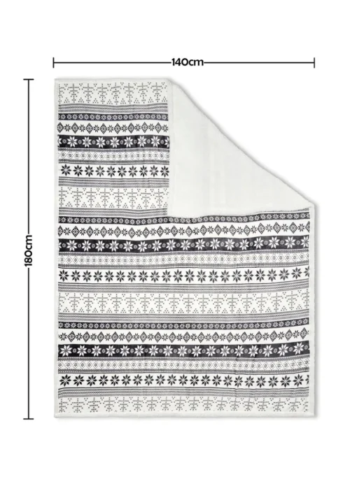 BHS Grey Fair Isle Throw with Faux-Shearling Back