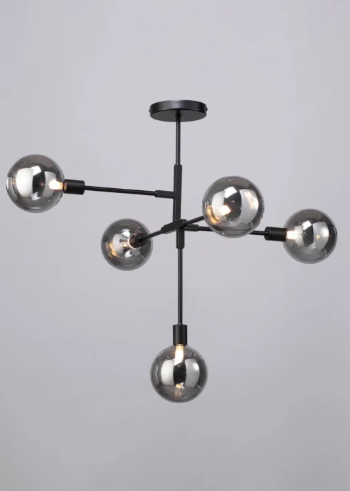 BHS Hennock 5 Bulb Black Ceiling Light (63cm x 75cm x 75cm)