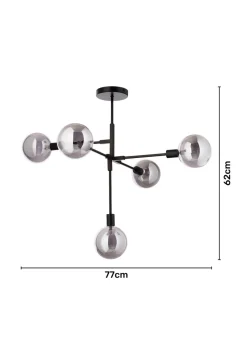 BHS Hennock 5 Bulb Black Ceiling Light (63cm x 75cm x 75cm)