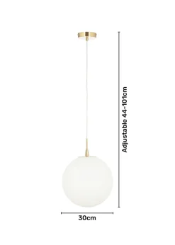 BHS Hol Opal Glass Sphere Pendant Light (100cm x 30cm x 30cm)