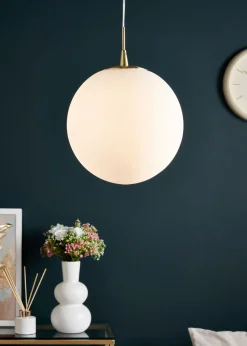 BHS Hol Opal Glass Sphere Pendant Light (100cm x 30cm x 30cm)