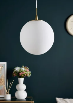BHS Hol Opal Glass Sphere Pendant Light (100cm x 30cm x 30cm)