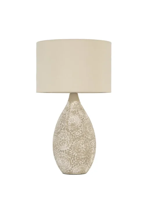 BHS Inar Textured Ceramic Table Lamp Natural (52cm x 30cm)