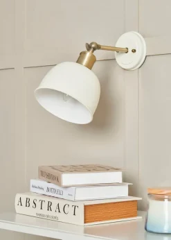 BHS Lighting Damani Ivory & Brass Wall Light (25cm x 16cm)