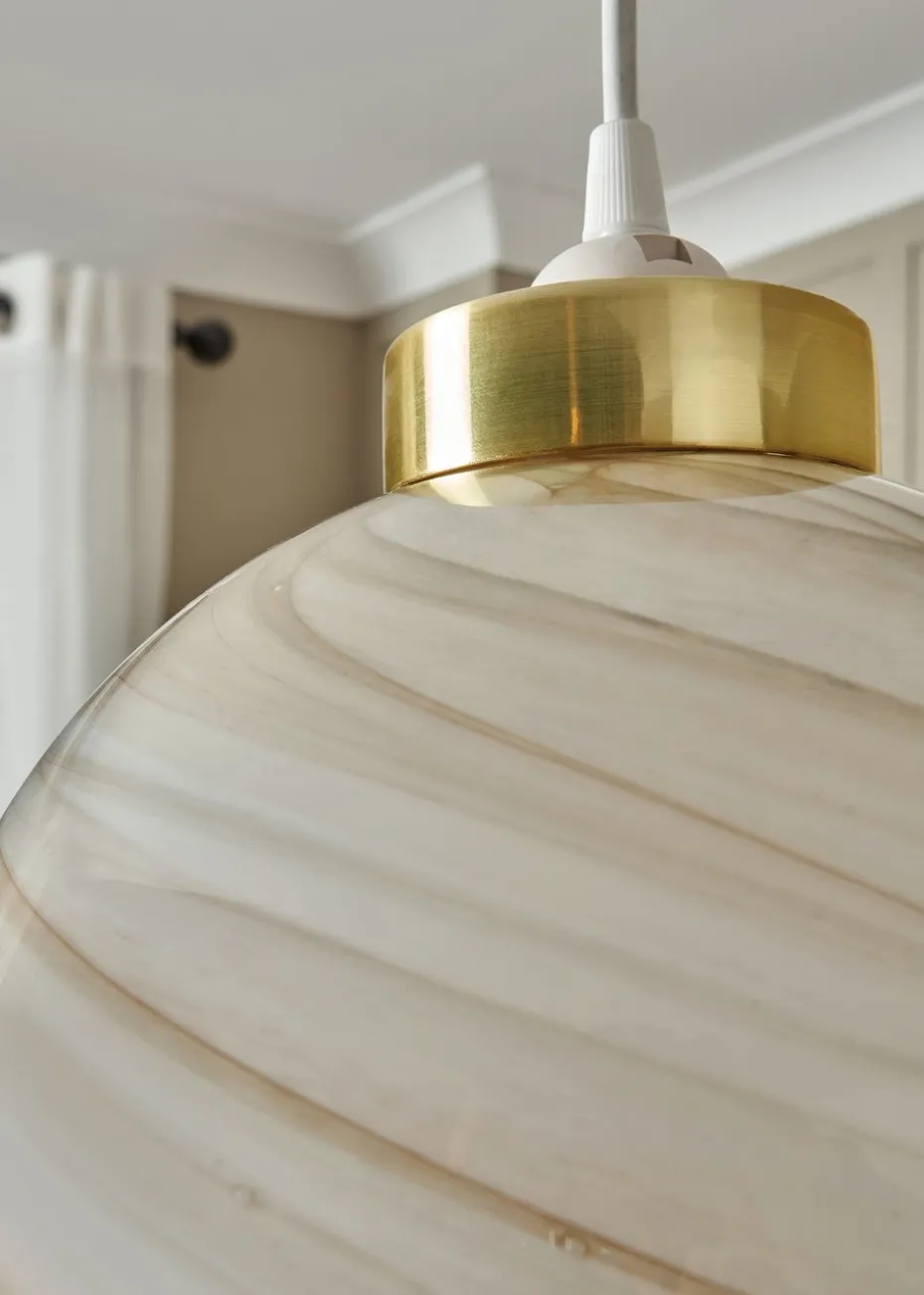 BHS Lighting Muna Marble Effect Glass Easyfit Shade (22cm x 22cm)