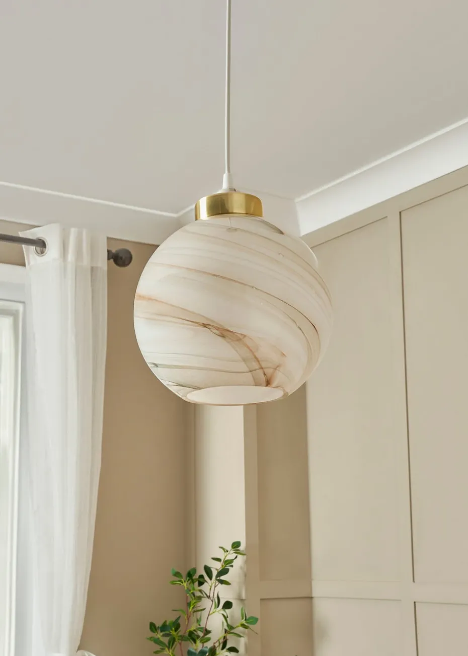 BHS Lighting Muna Marble Effect Glass Easyfit Shade (22cm x 22cm)