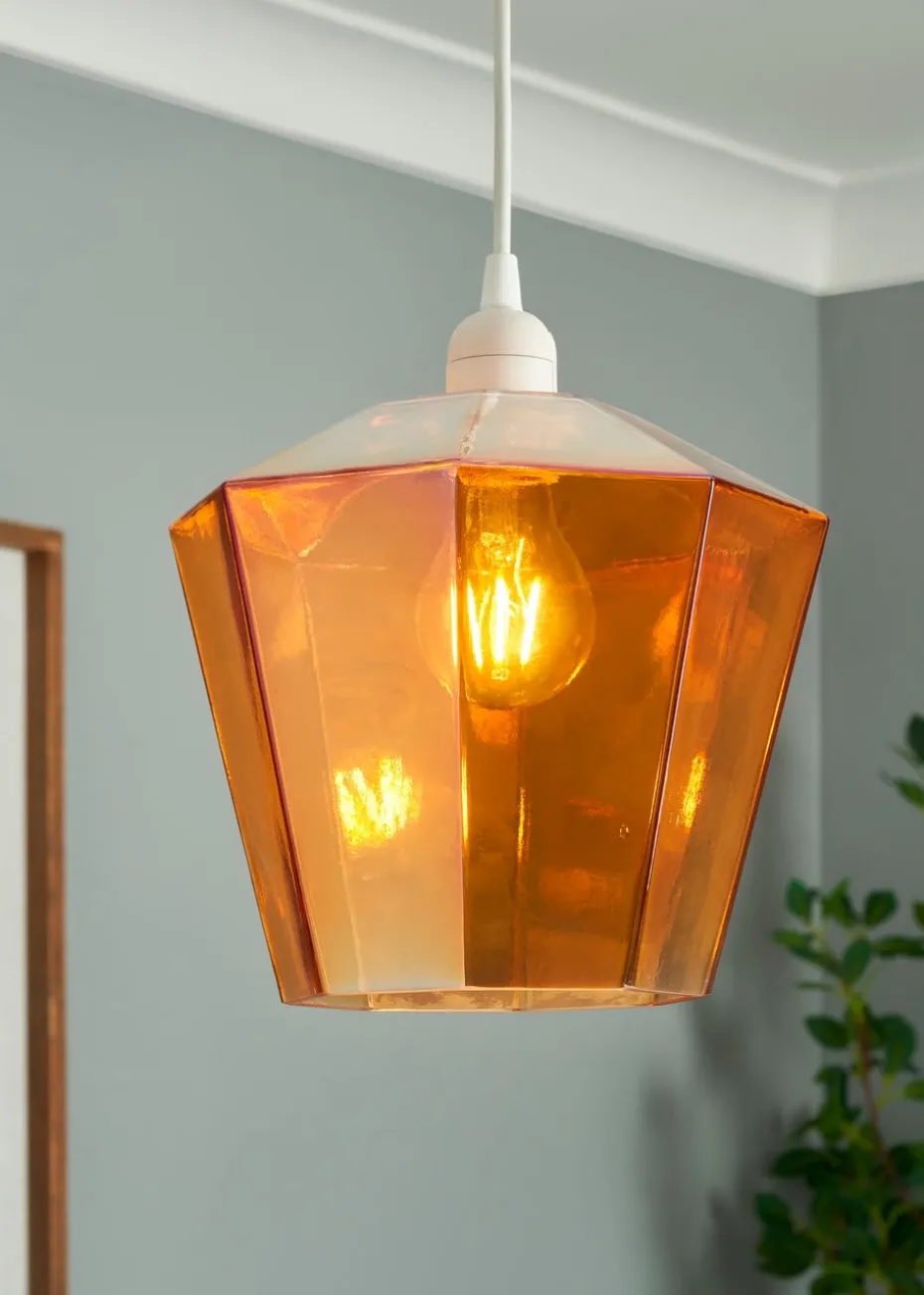BHS Lighting Octagon Easyfit Glass Amber (23cm x 20cm)