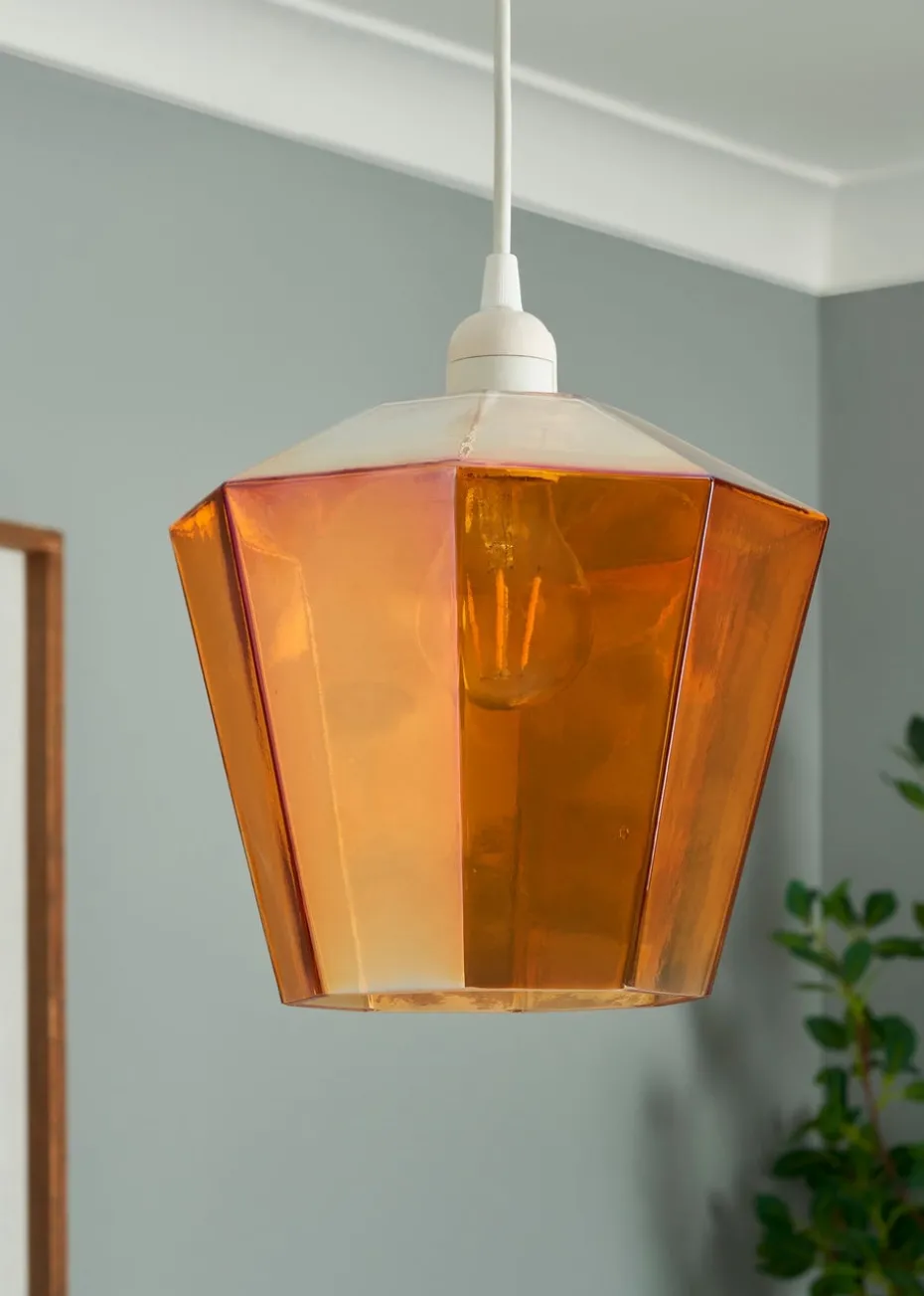 BHS Lighting Octagon Easyfit Glass Amber (23cm x 20cm)