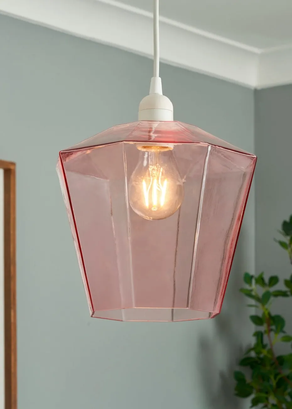 BHS Lighting Octagon Easyfit Glass Pink (23cm x 20cm)