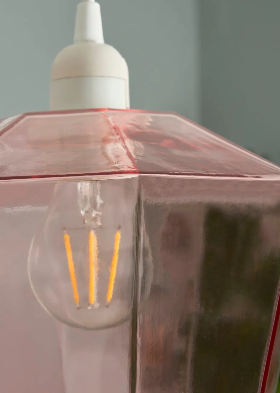 BHS Lighting Octagon Easyfit Glass Pink (23cm x 20cm)