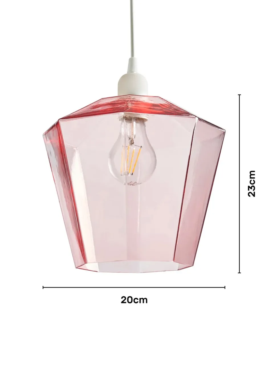 BHS Lighting Octagon Easyfit Glass Pink (23cm x 20cm)